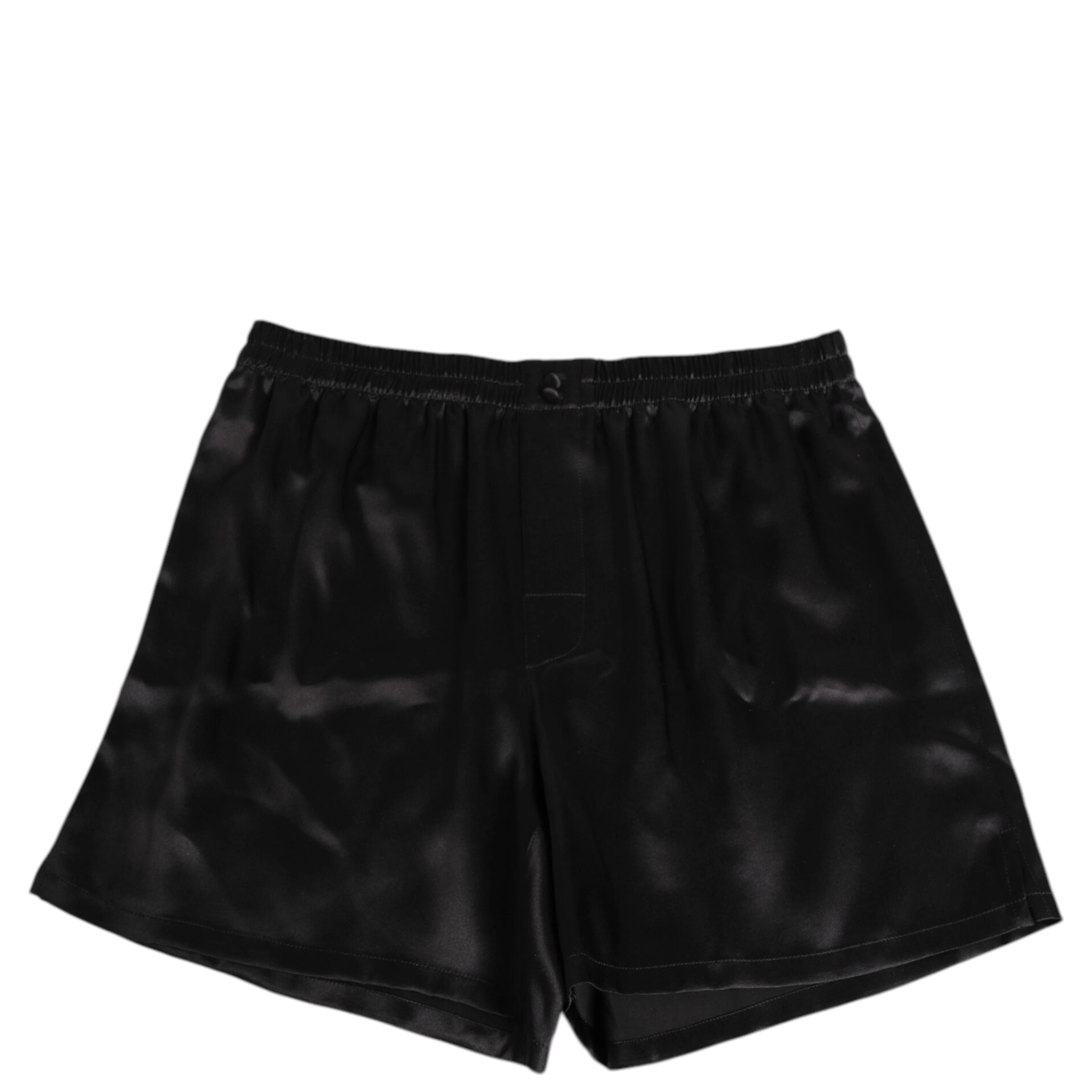 Black Silk Satin Elastic Men Boxer Short Swimwear