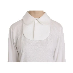 White Cotton Longsleeve Collared Blouse