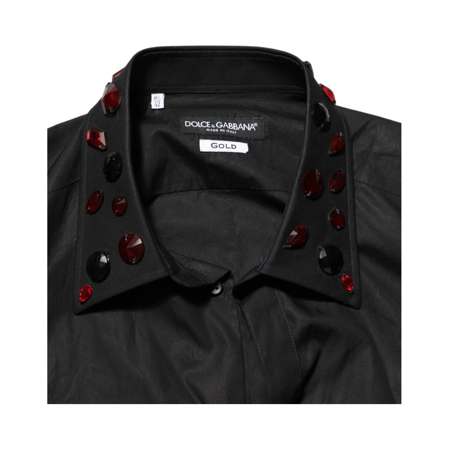 Black Cotton Embellished Collar Men’s Shirt