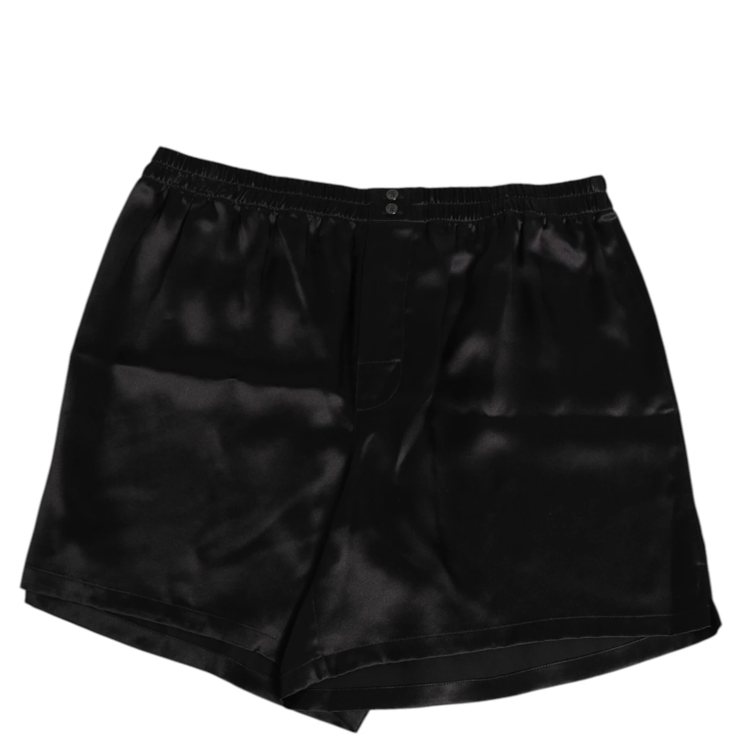 Black Silk Satin Elastic Men Boxer Short Swimwear