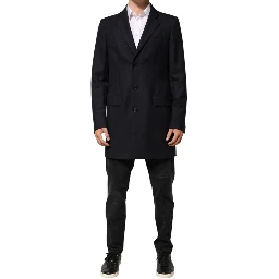 Dark Blue Wool Men Jacket Coat Blazer Suit