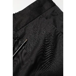 Black Cotton Tapered Men Formal Trousers Pants