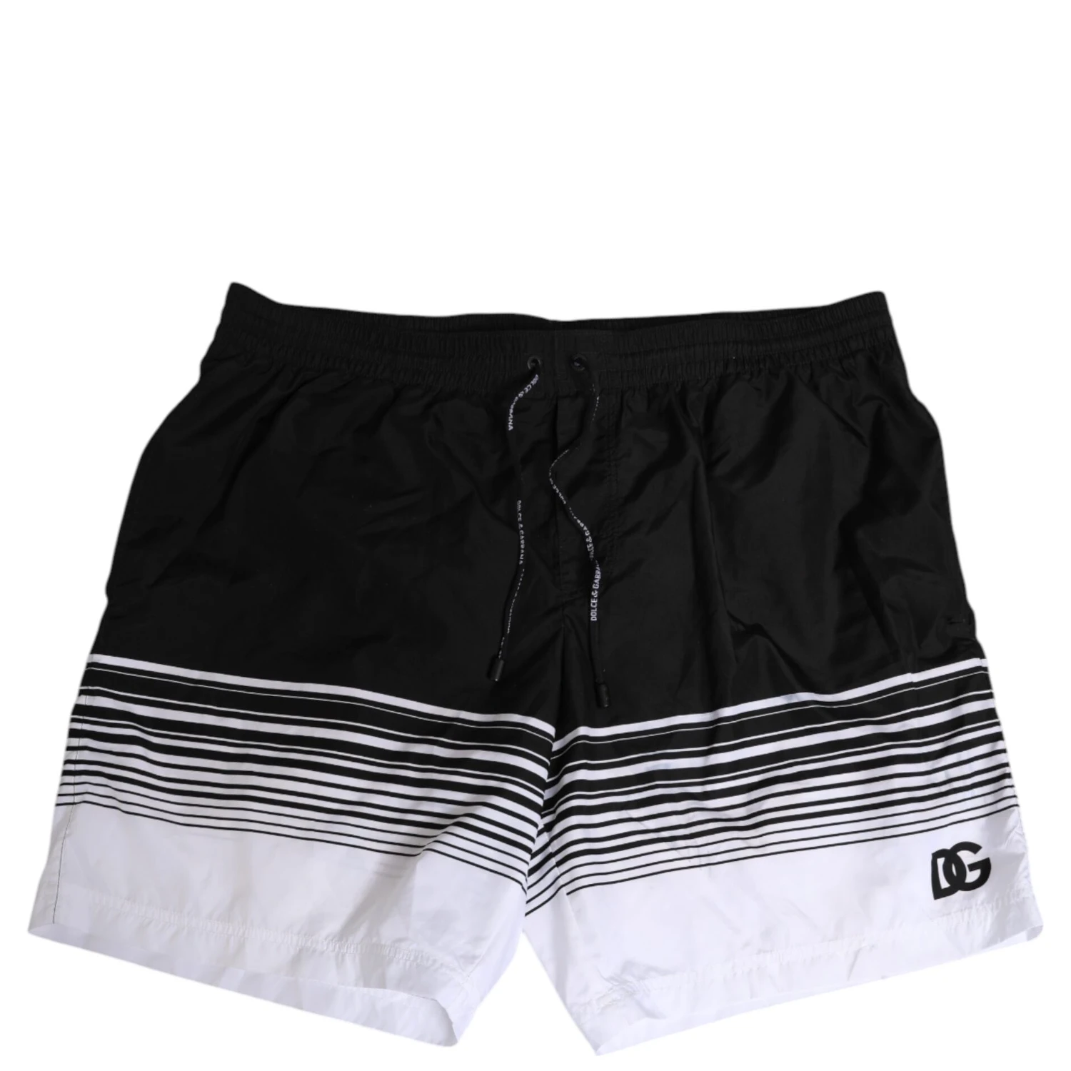 Black White Striped DG Logo Men Short  Swimwear