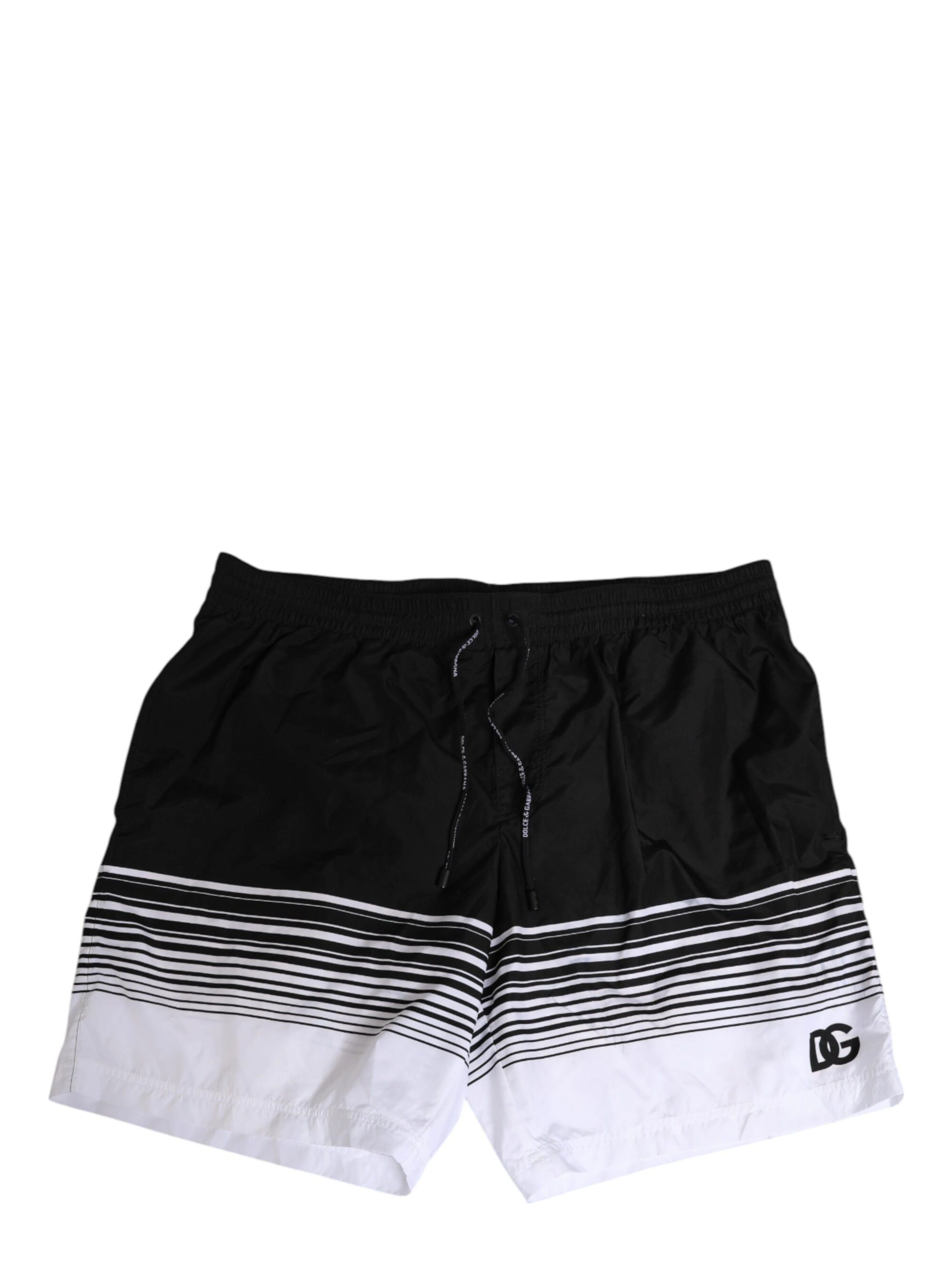 Black White Striped DG Logo Men Short  Swimwear