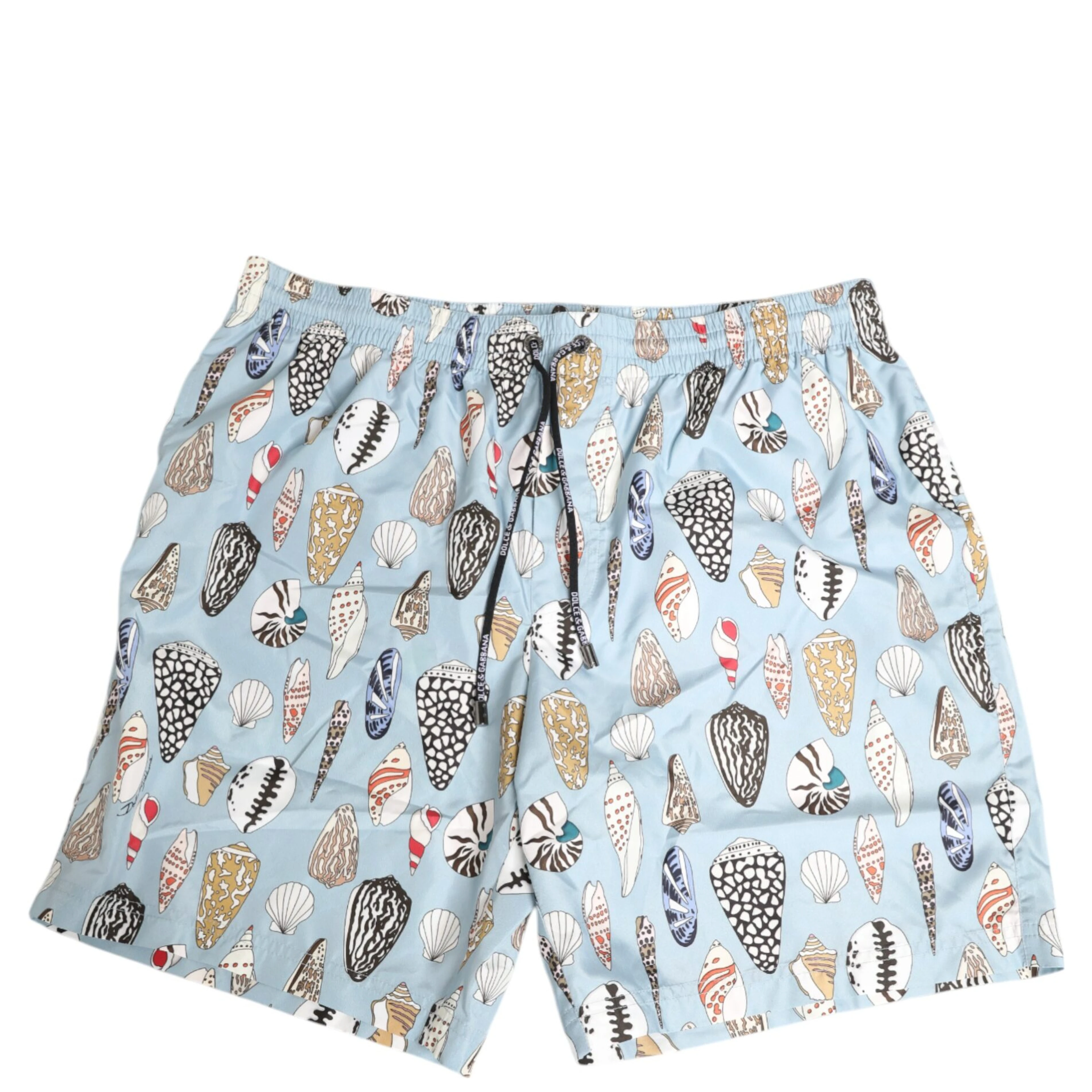 Blue Seashell Print Nylon Men Shorts Swimwear