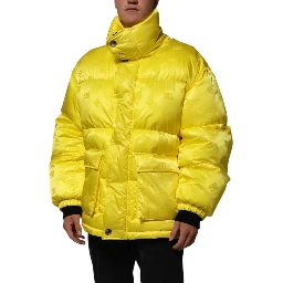Yellow Nylon Logo Puffer Bomber Men Jacket