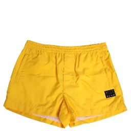 Yellow Nylon Logo Plaque Boxer Shorts Swimwear