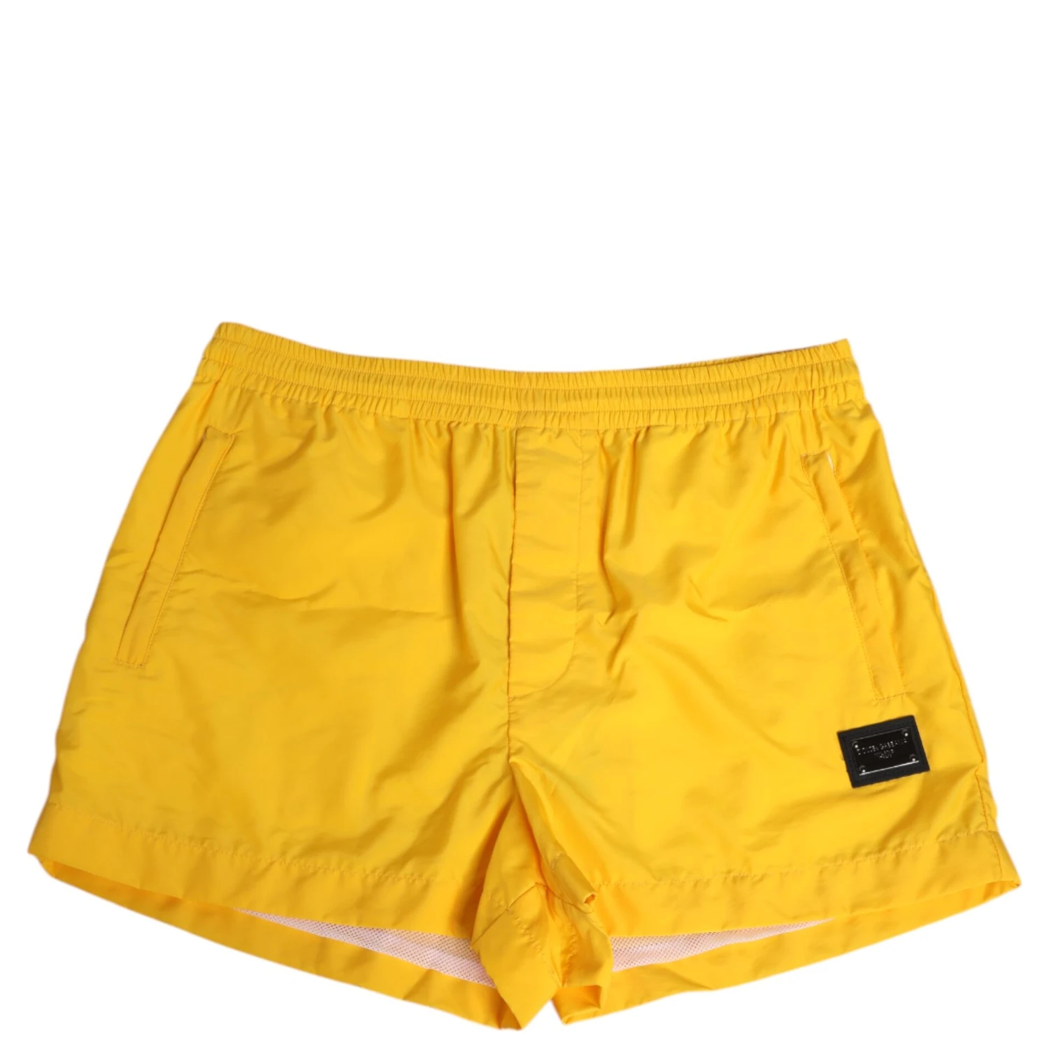 Yellow Nylon Logo Plaque Boxer Shorts Swimwear