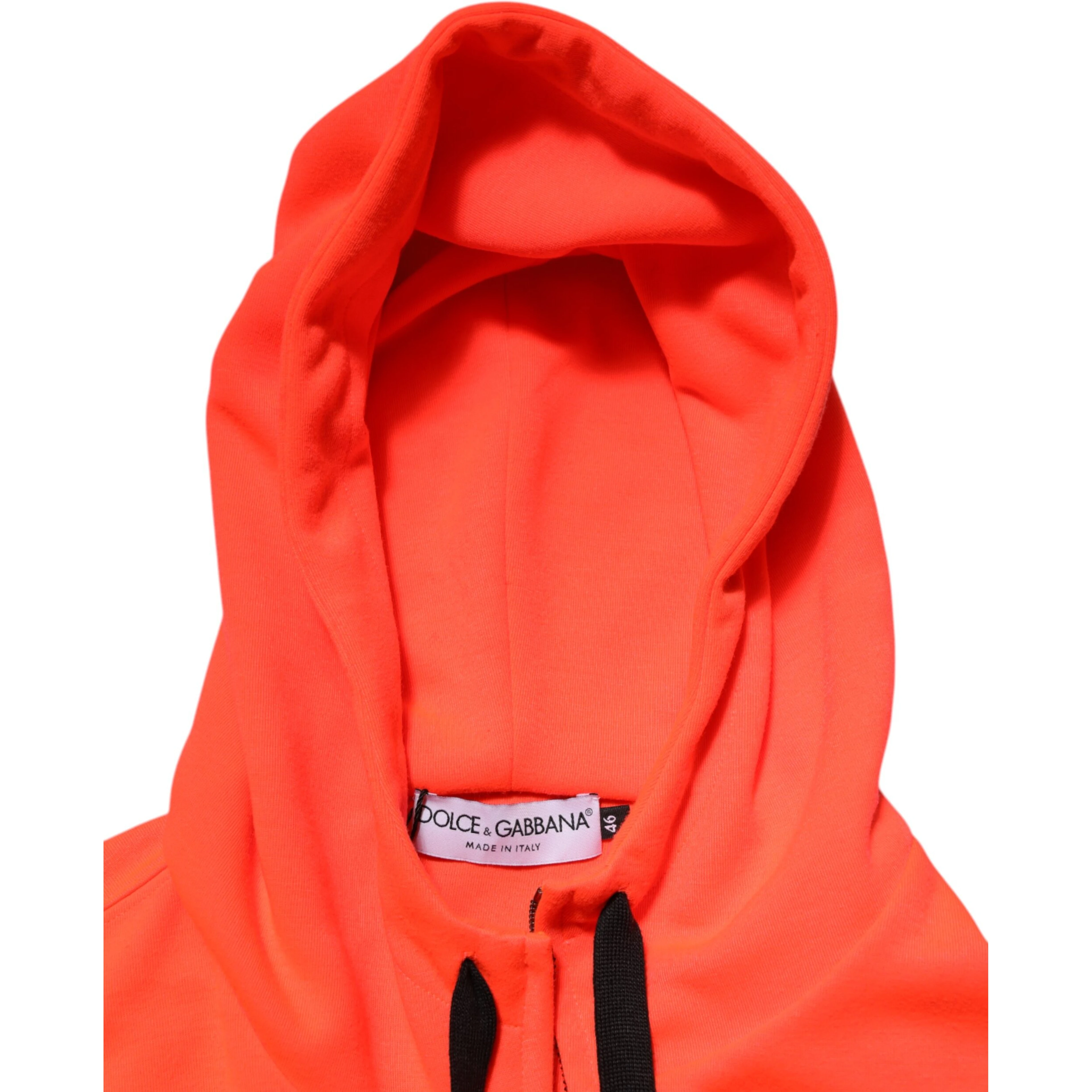 Red Fluorescent Polyester Logo Patch Hoodie Sweater