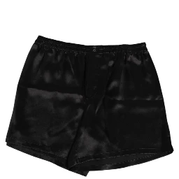 Black Silk Satin Elastic Men Boxer Short Swimwear