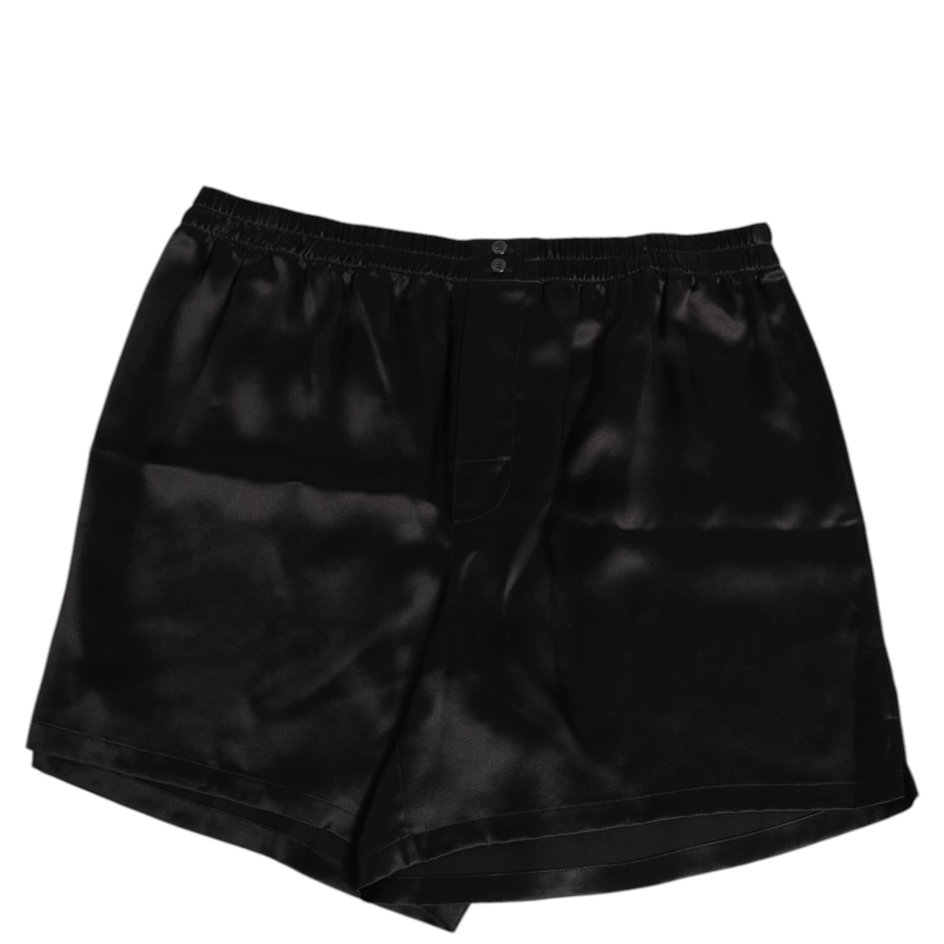 Black Silk Satin Elastic Men Boxer Short Swimwear