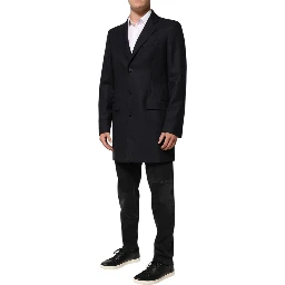 Dark Blue Wool Men Jacket Coat Blazer Suit