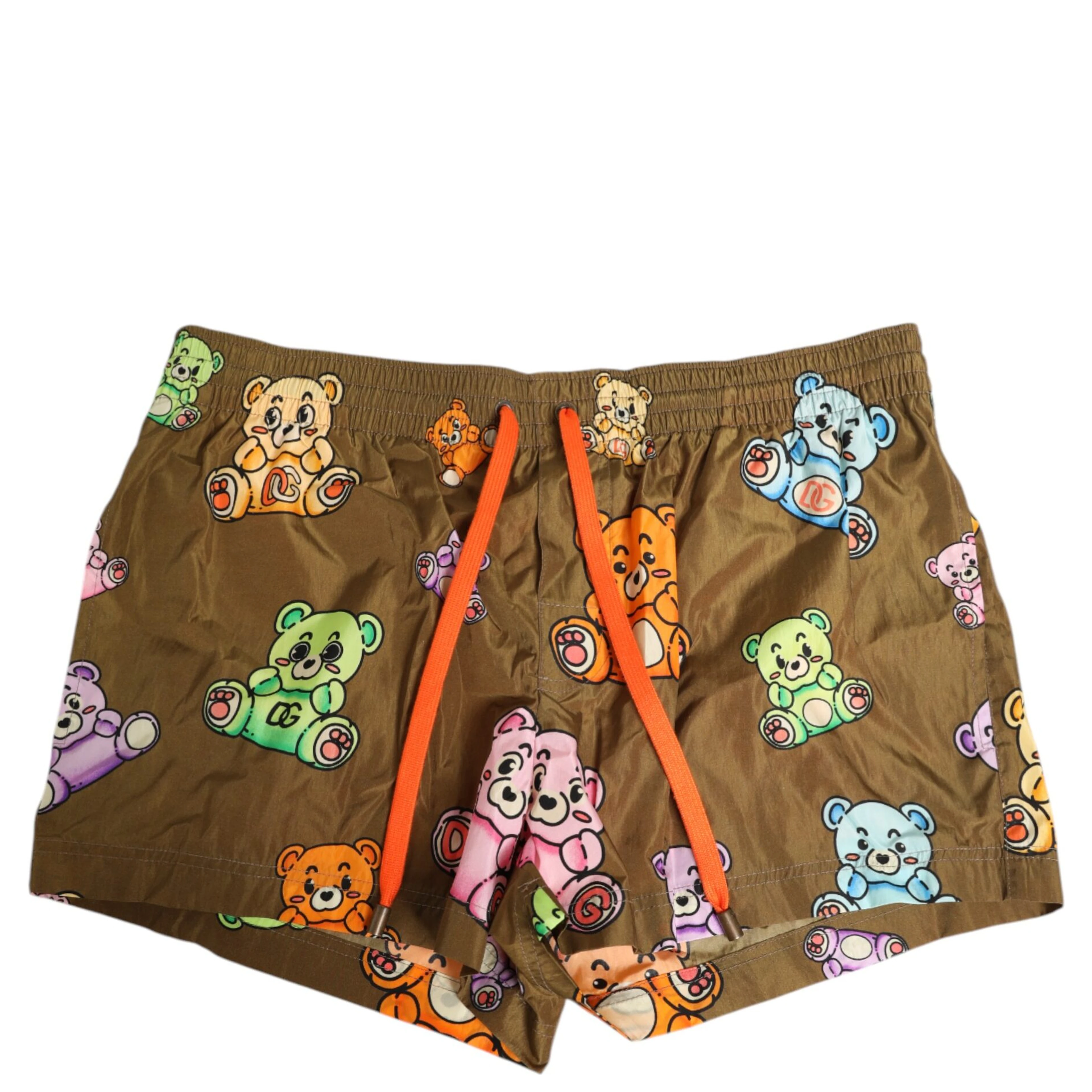 Brown Multicolor Teddy Bear Men Shorts Swimwear