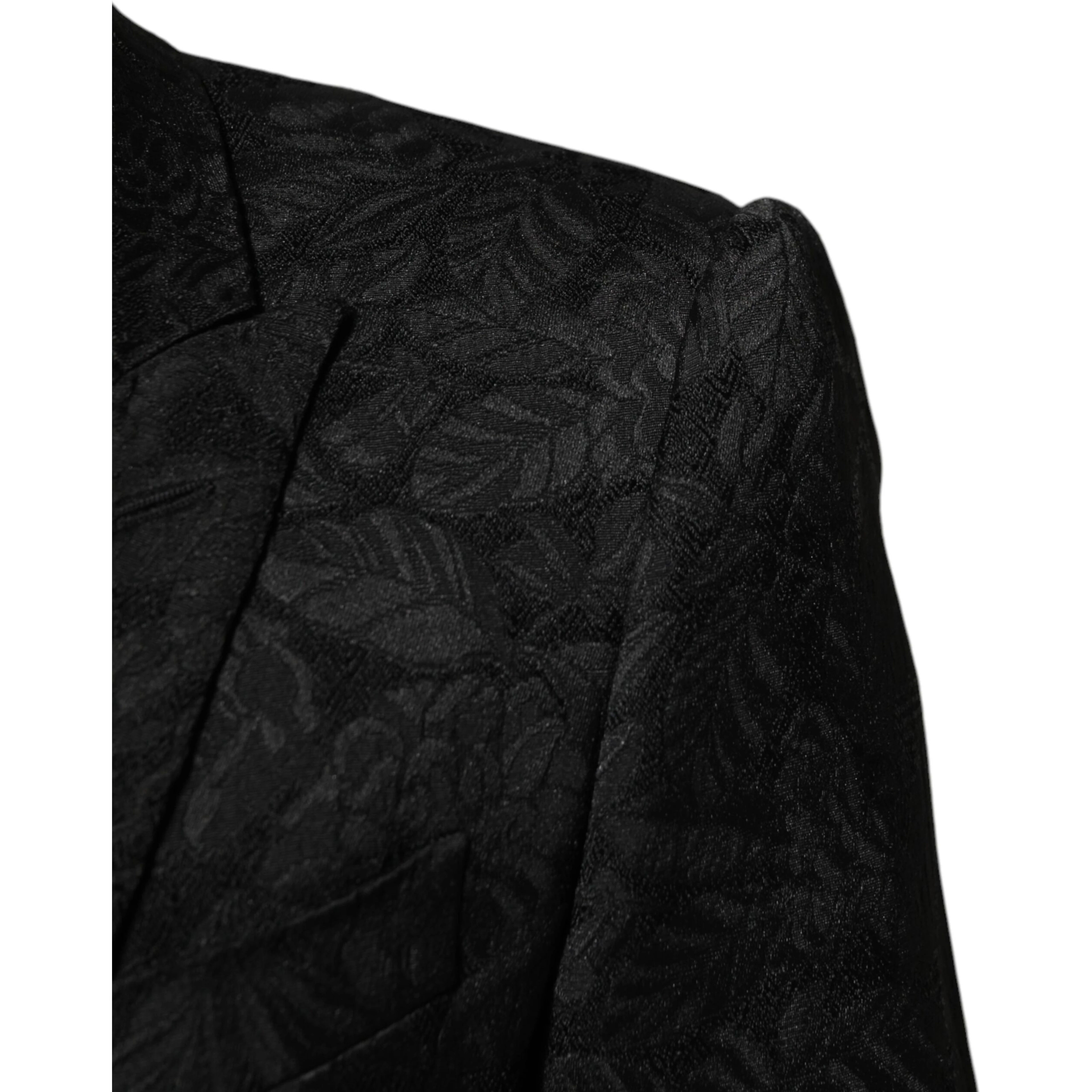 Black 3 Piece Brocade Jacquard Suit MARTINI