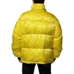 Yellow Nylon Logo Puffer Bomber Men Jacket