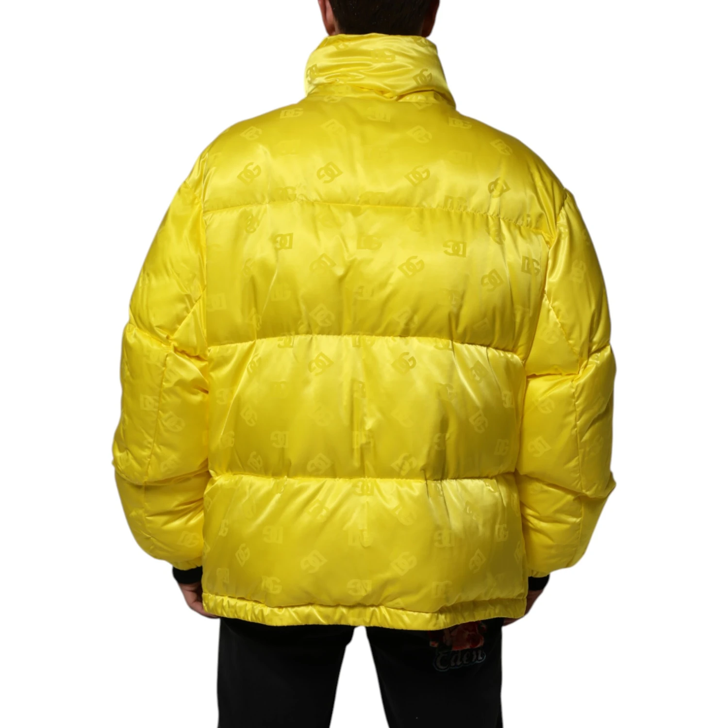 Yellow Nylon Logo Puffer Bomber Men Jacket