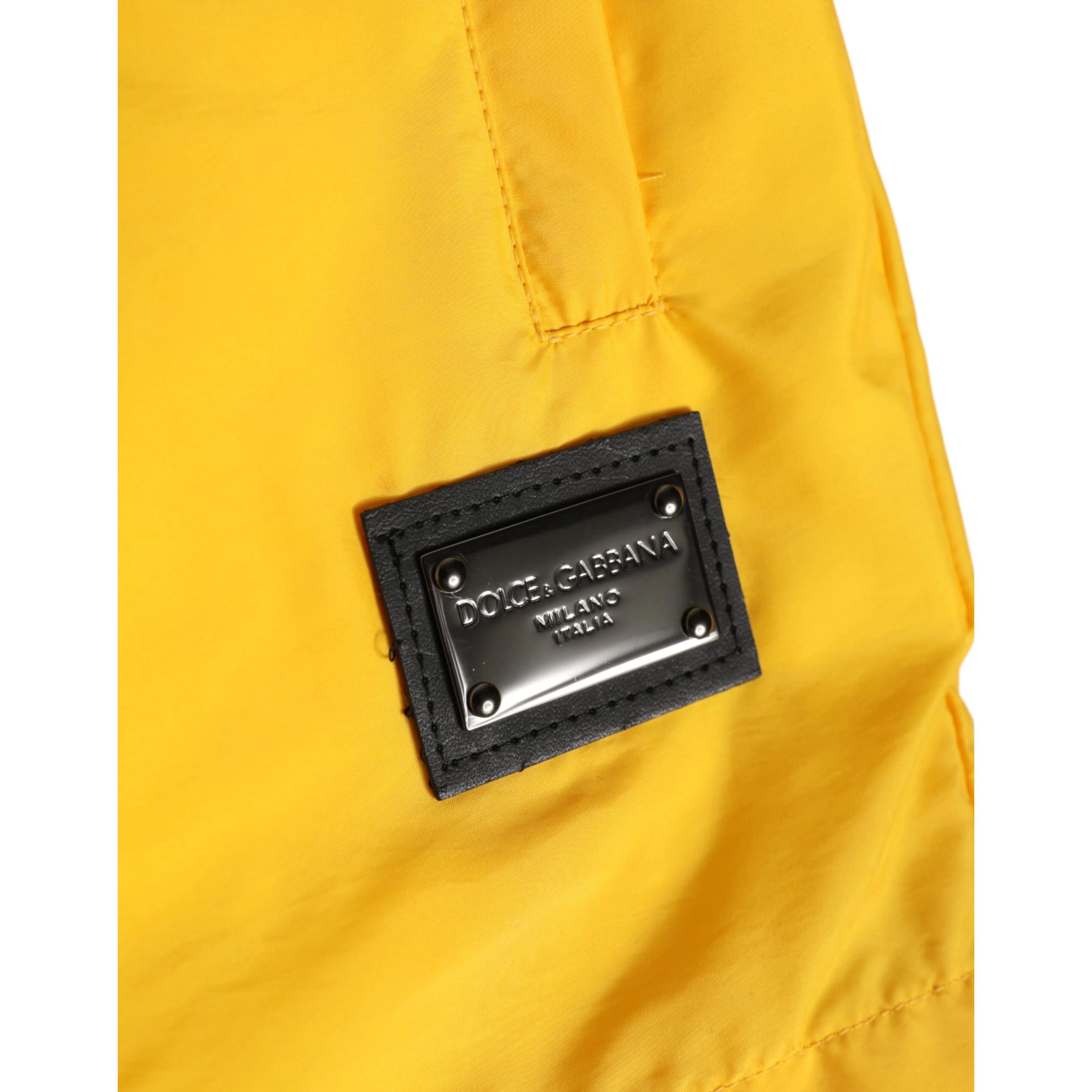 Yellow Nylon Logo Plaque Boxer Shorts Swimwear