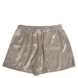 Beige Silk Satin Elastic Men Boxer Short Swimwear