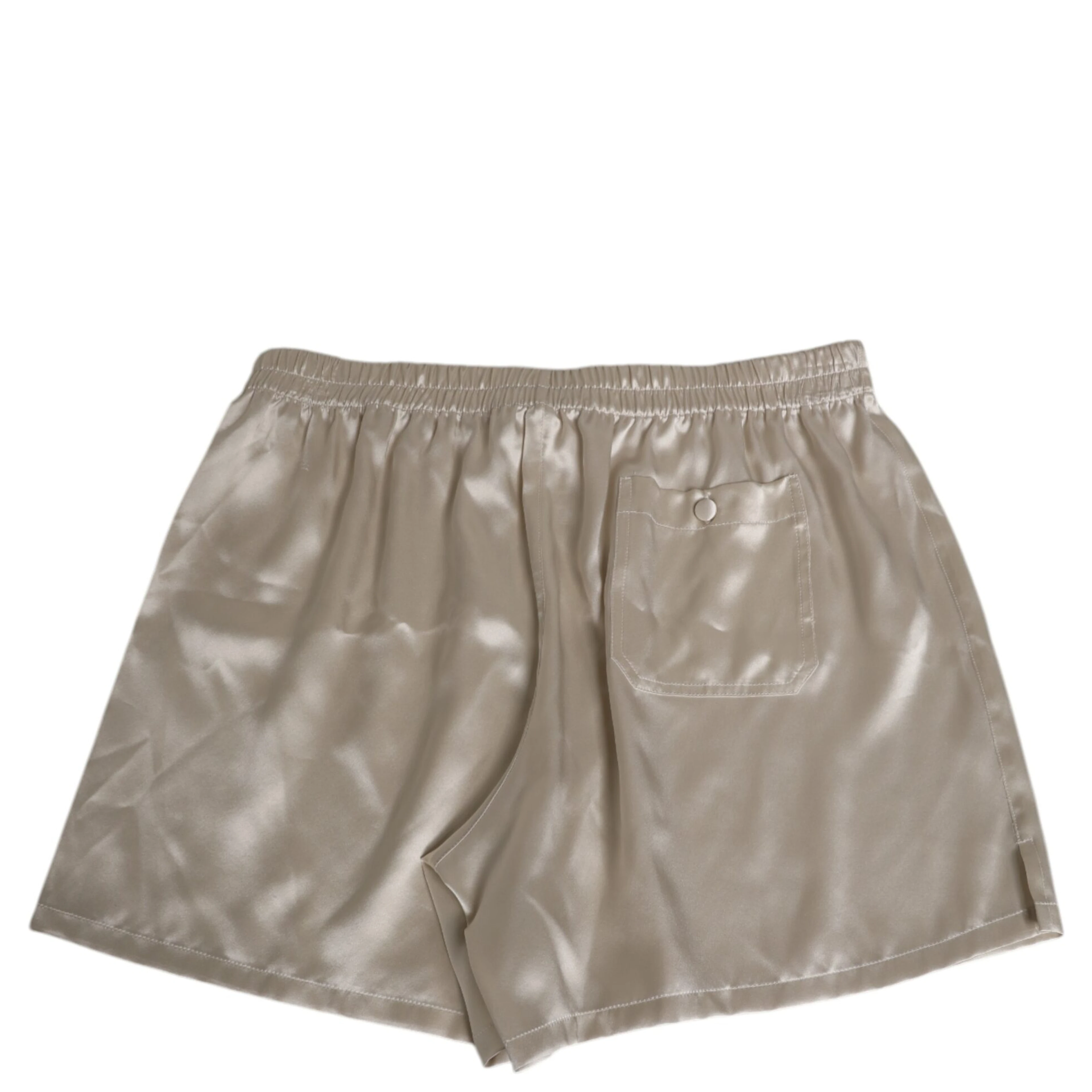 Beige Silk Satin Elastic Men Boxer Short Swimwear