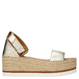 Gold Leather Wedge Sandals