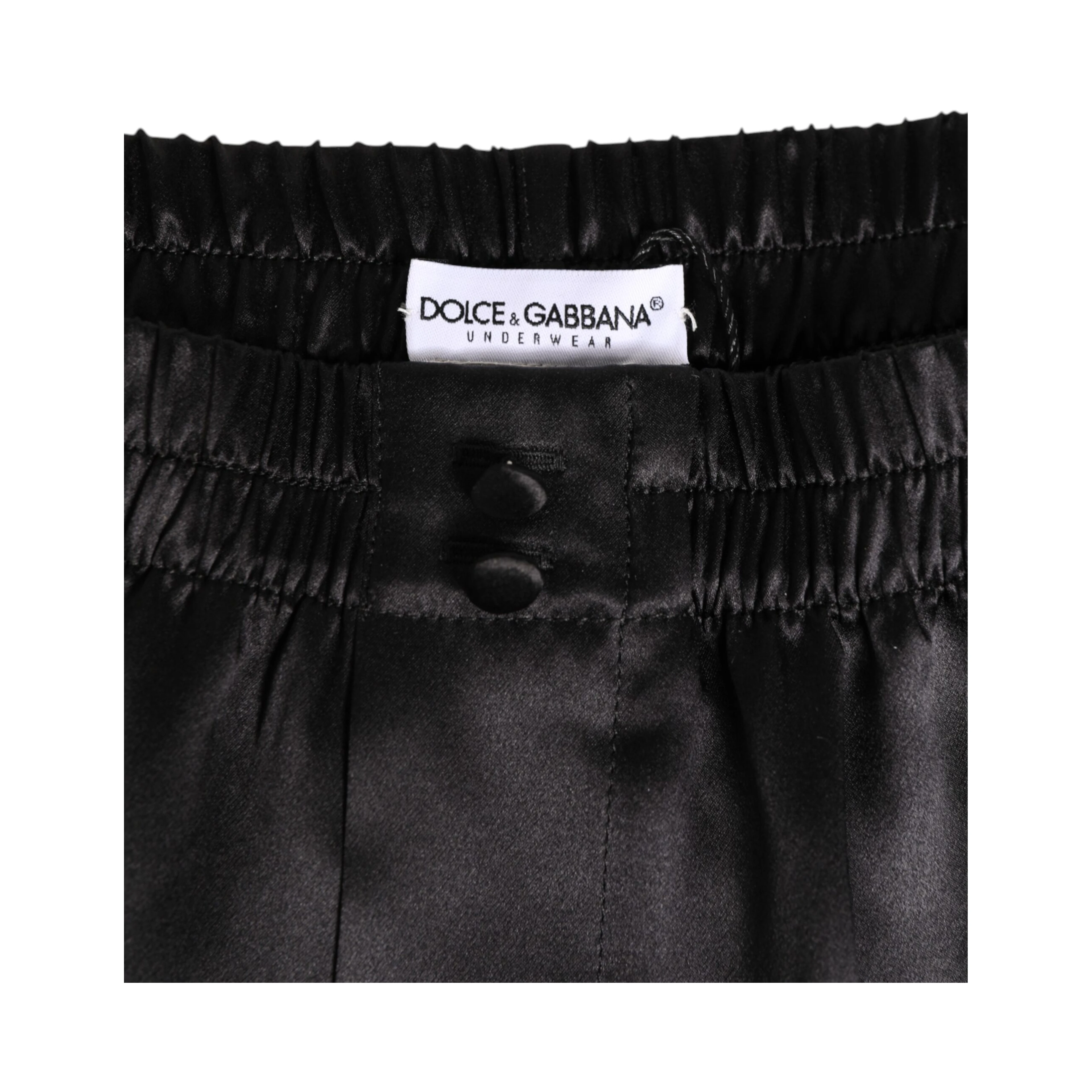 Black Silk Satin Elastic Men Boxer Short Swimwear