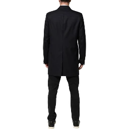 Dark Blue Wool Men Jacket Coat Blazer Suit