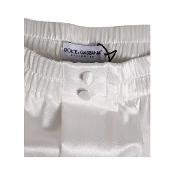 White Silk Satin Elastic Men Boxer Short Swimwear