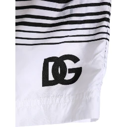 Black White Striped DG Logo Men Short  Swimwear