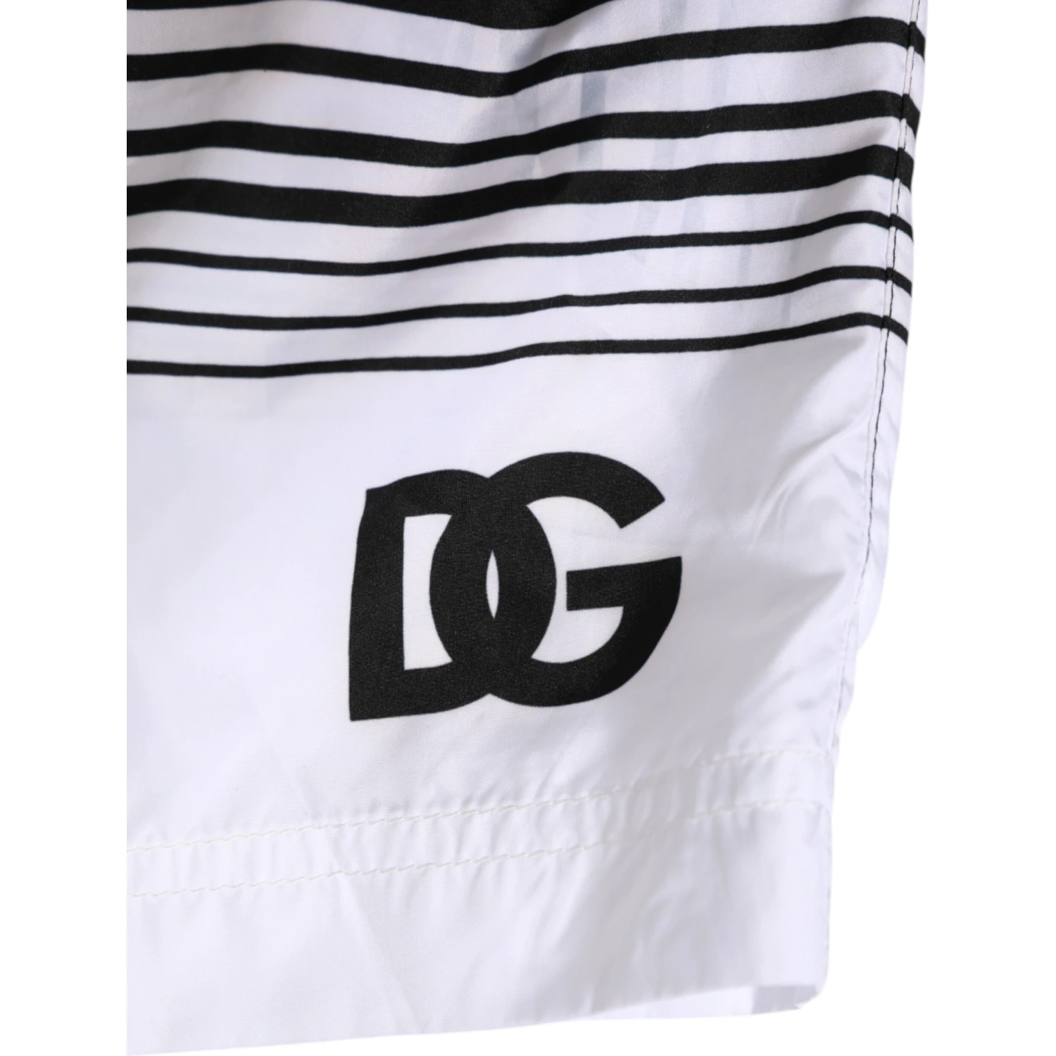 Black White Striped DG Logo Men Short  Swimwear