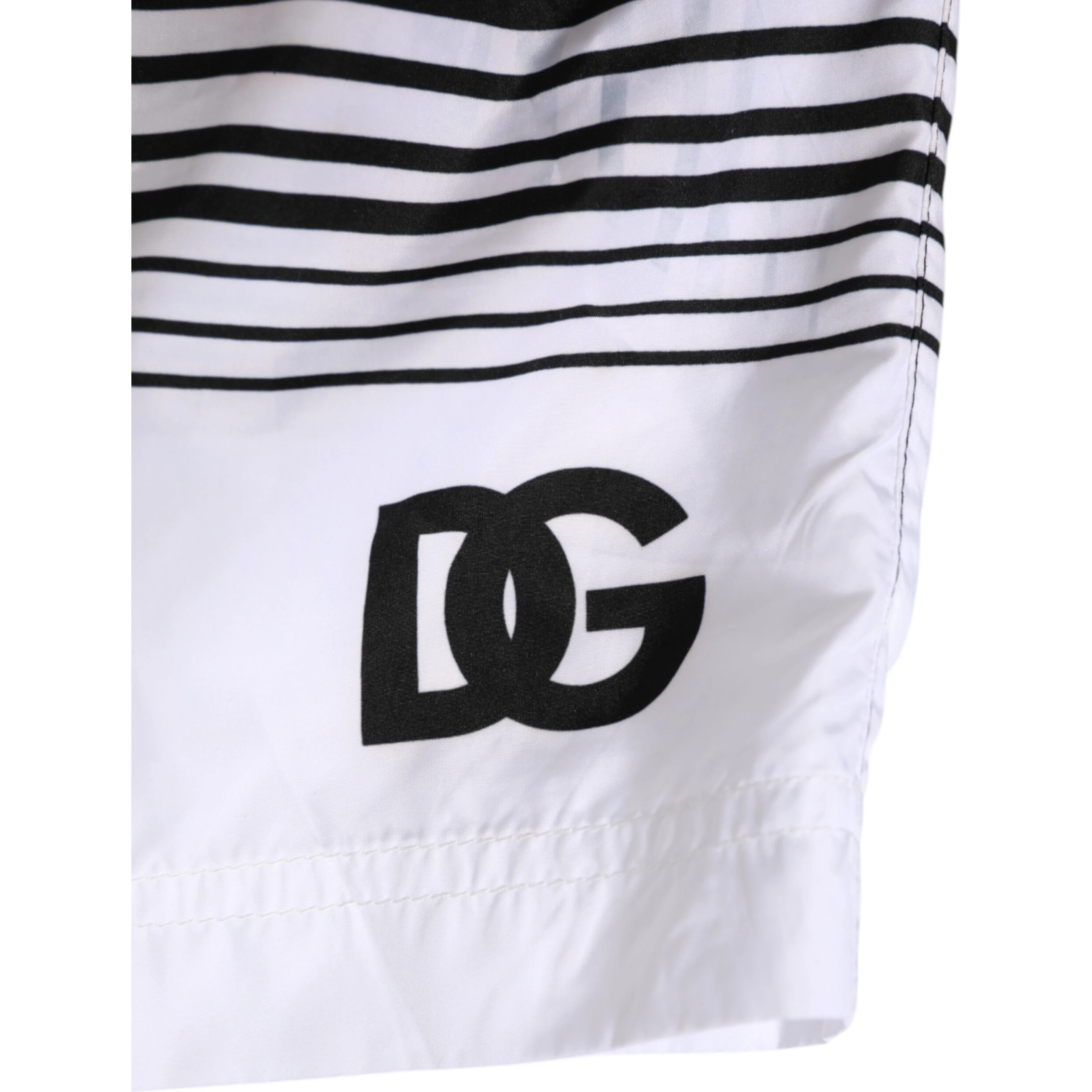 Black White Striped DG Logo Men Short  Swimwear