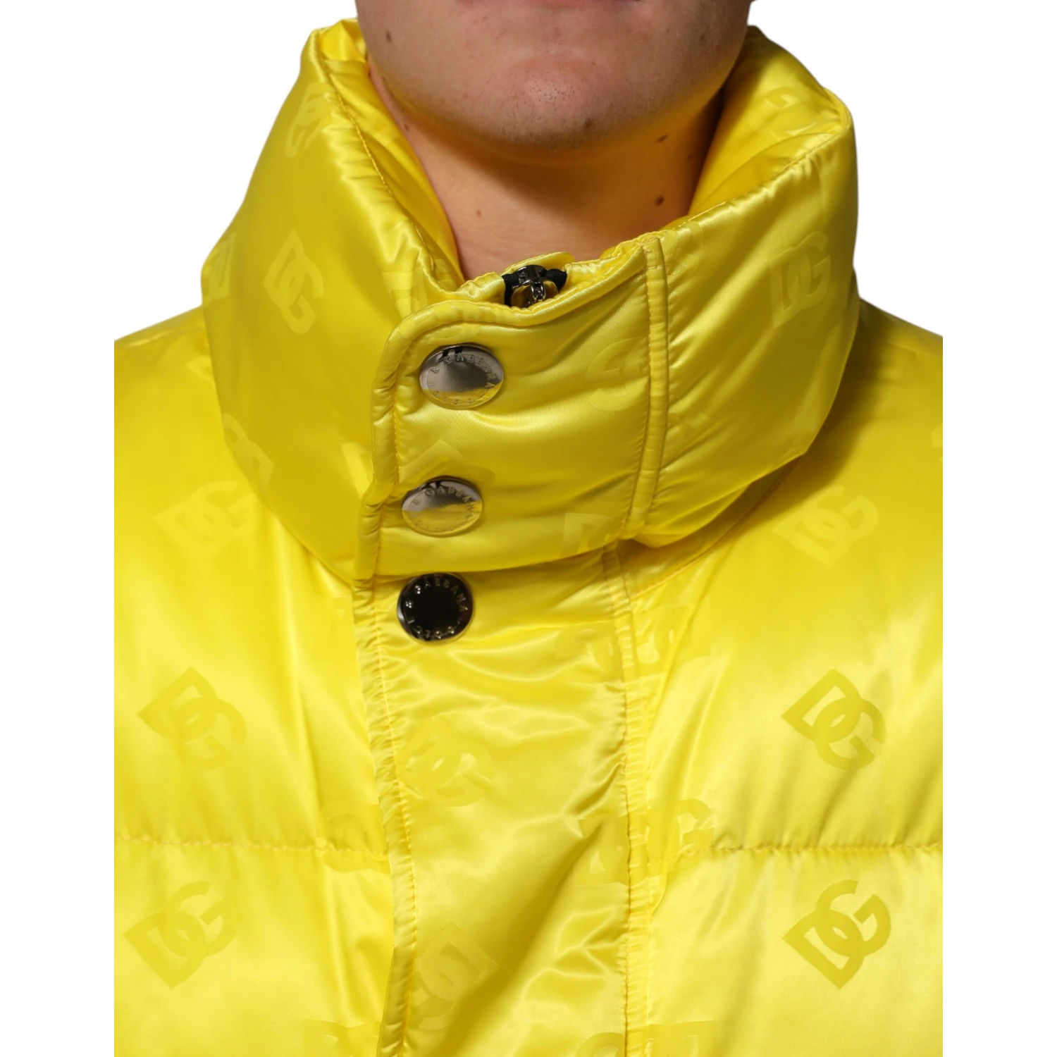 Yellow Nylon Logo Puffer Bomber Men Jacket