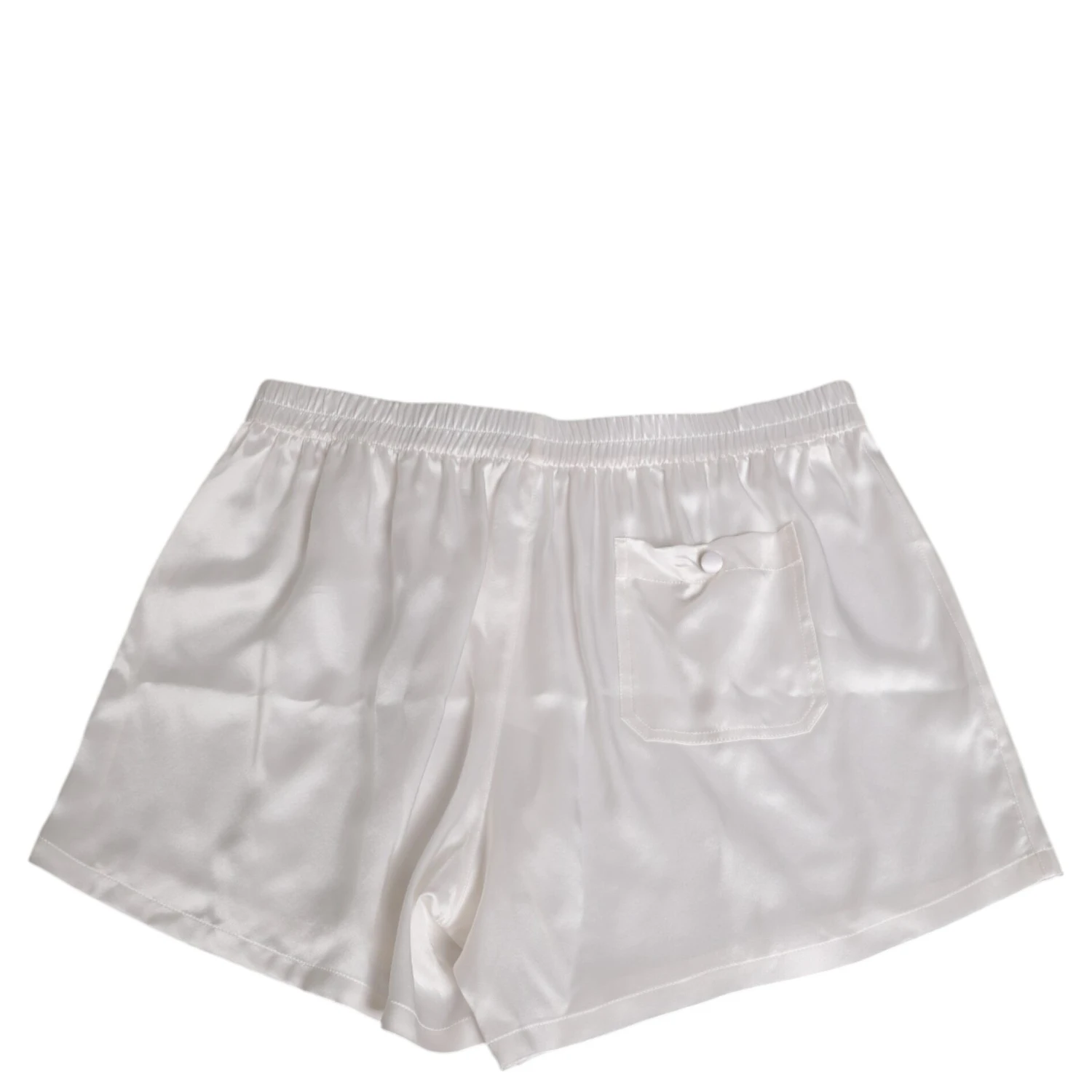 White Silk Satin Elastic Men Boxer Short Swimwear