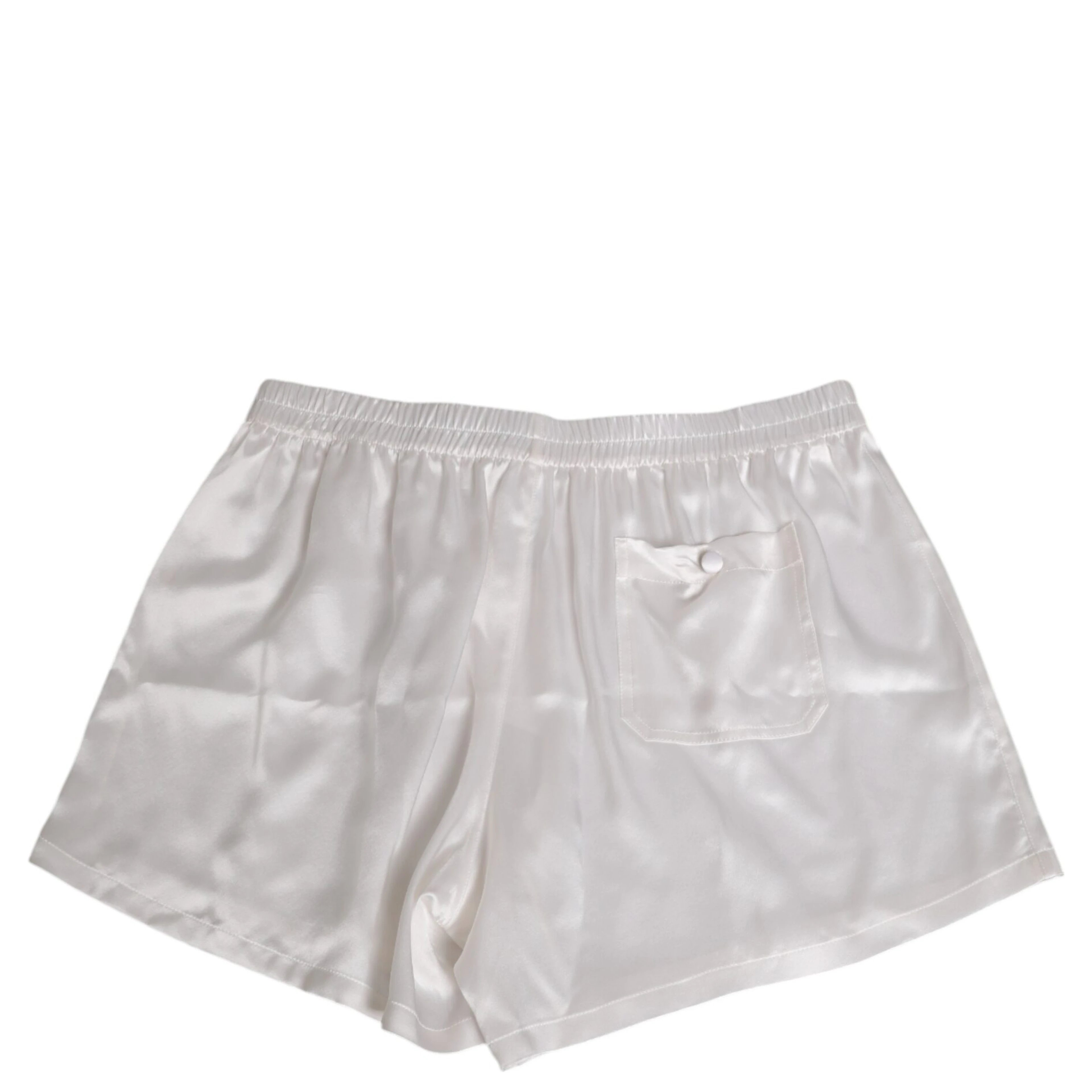 White Silk Satin Elastic Men Boxer Short Swimwear