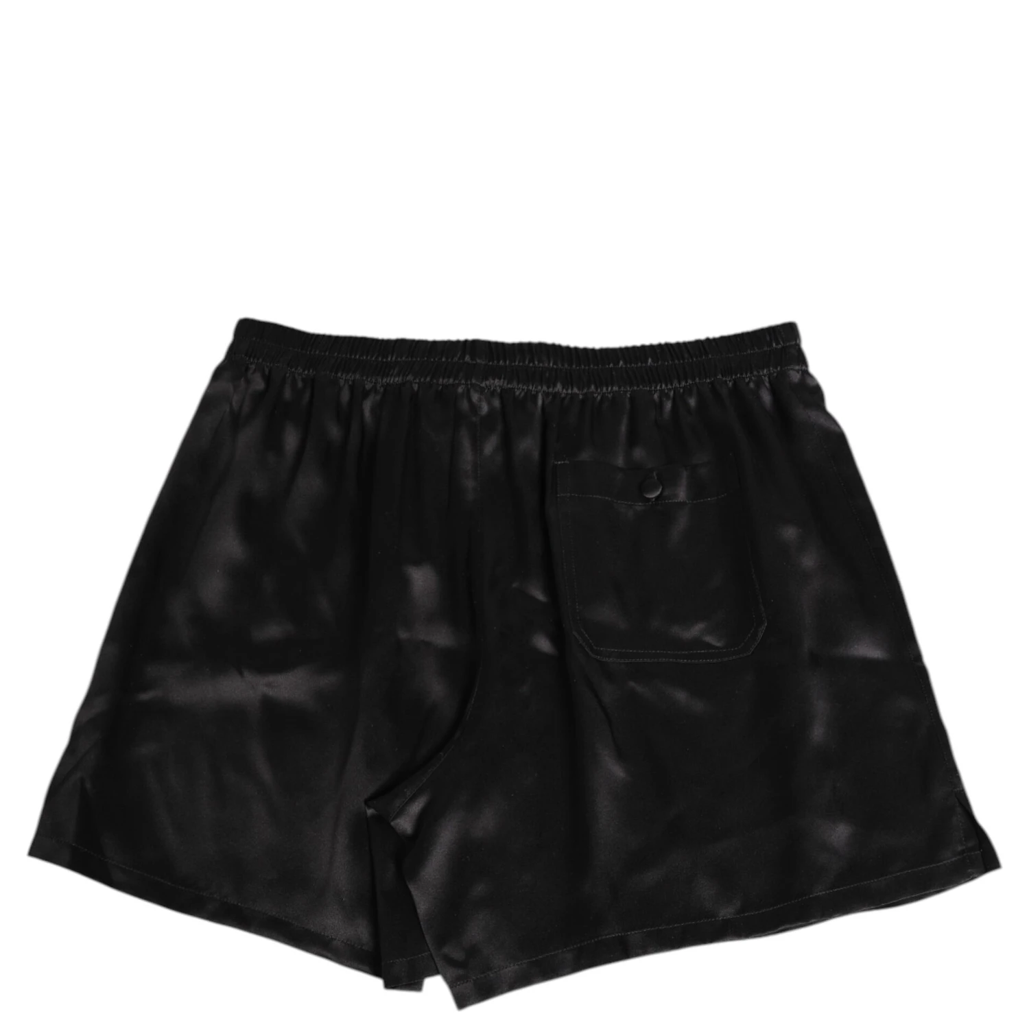 Black Silk Satin Elastic Men Boxer Short Swimwear