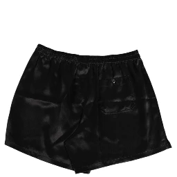Black Silk Satin Elastic Men Boxer Short Swimwear