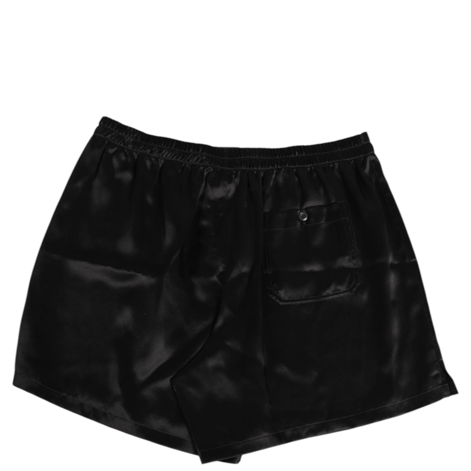 Black Silk Satin Elastic Men Boxer Short Swimwear