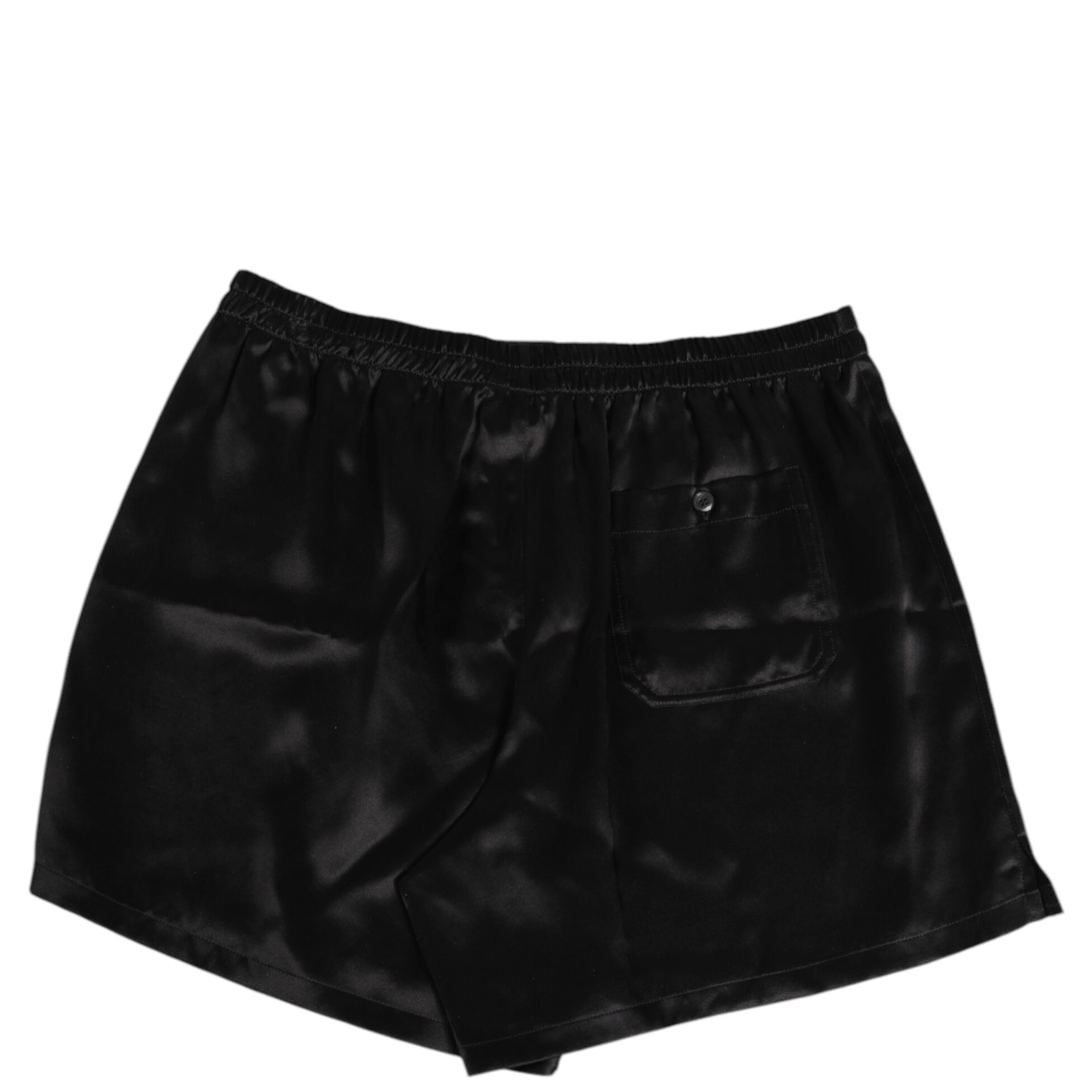 Black Silk Satin Elastic Men Boxer Short Swimwear
