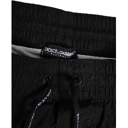 Black White Striped DG Logo Men Short  Swimwear
