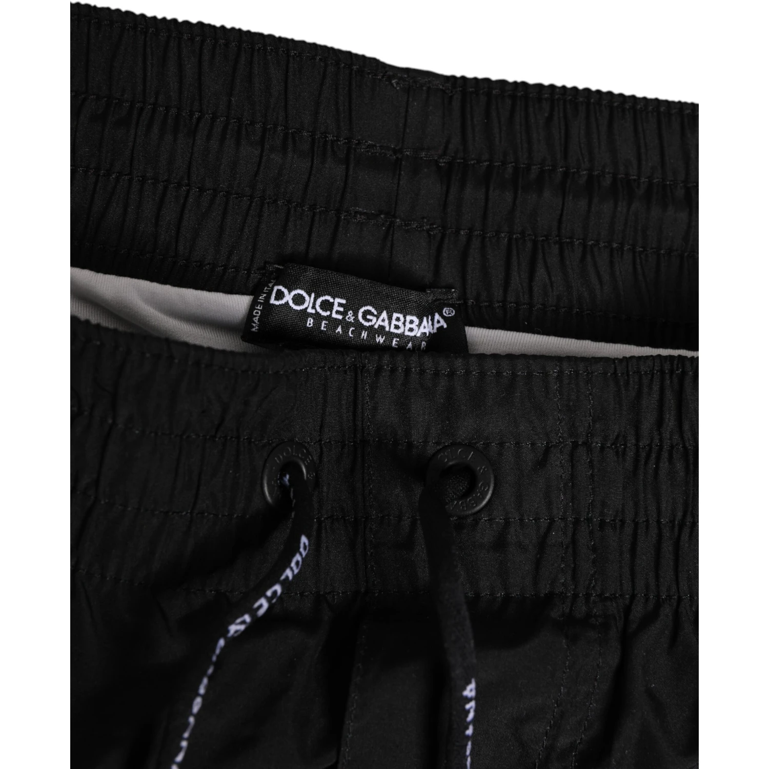 Black White Striped DG Logo Men Short  Swimwear