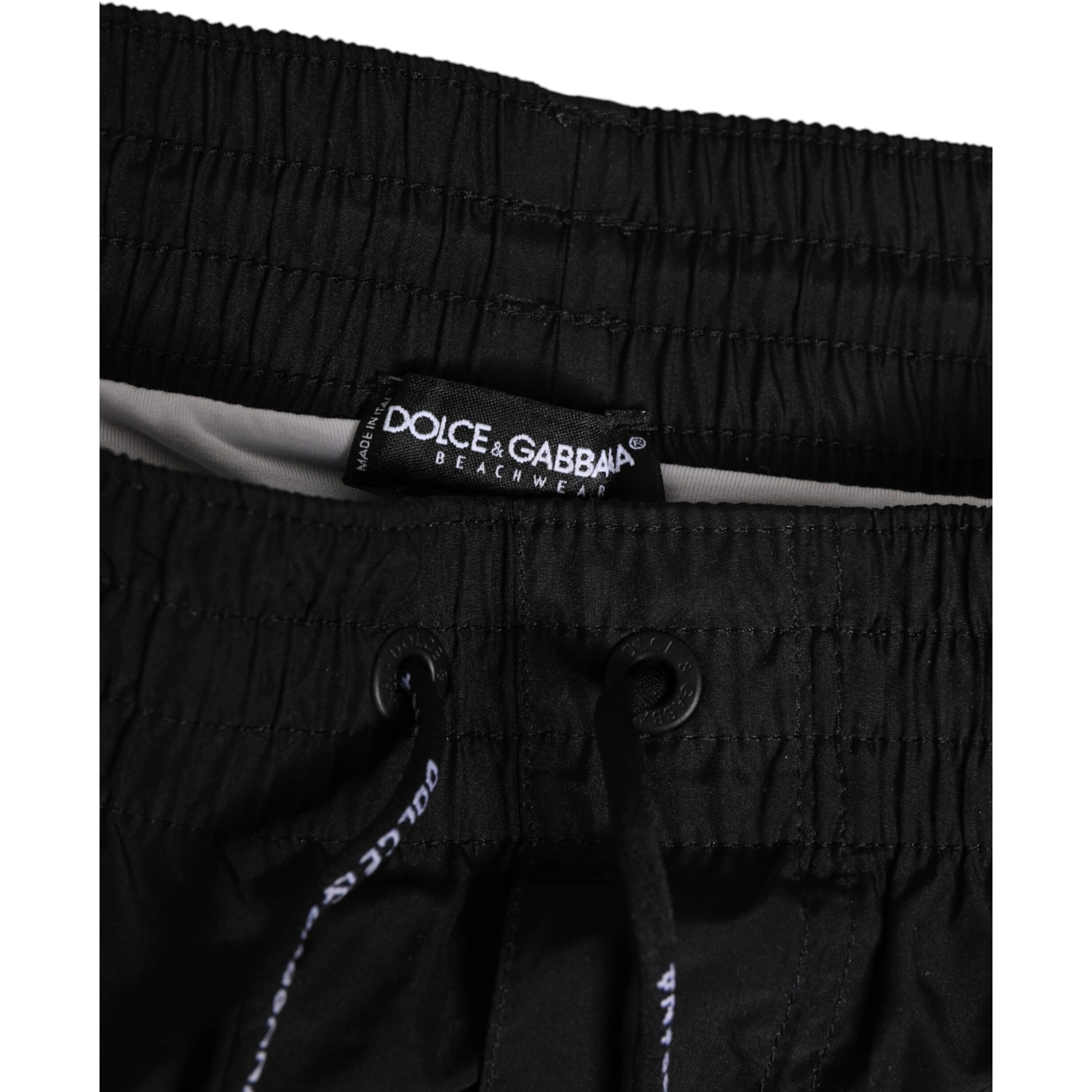 Black White Striped DG Logo Men Short  Swimwear
