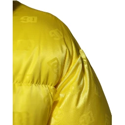 Yellow Nylon Logo Puffer Bomber Men Jacket