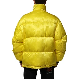 Yellow Nylon Logo Puffer Bomber Men Jacket