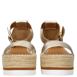 Gold Leather Wedge Sandals