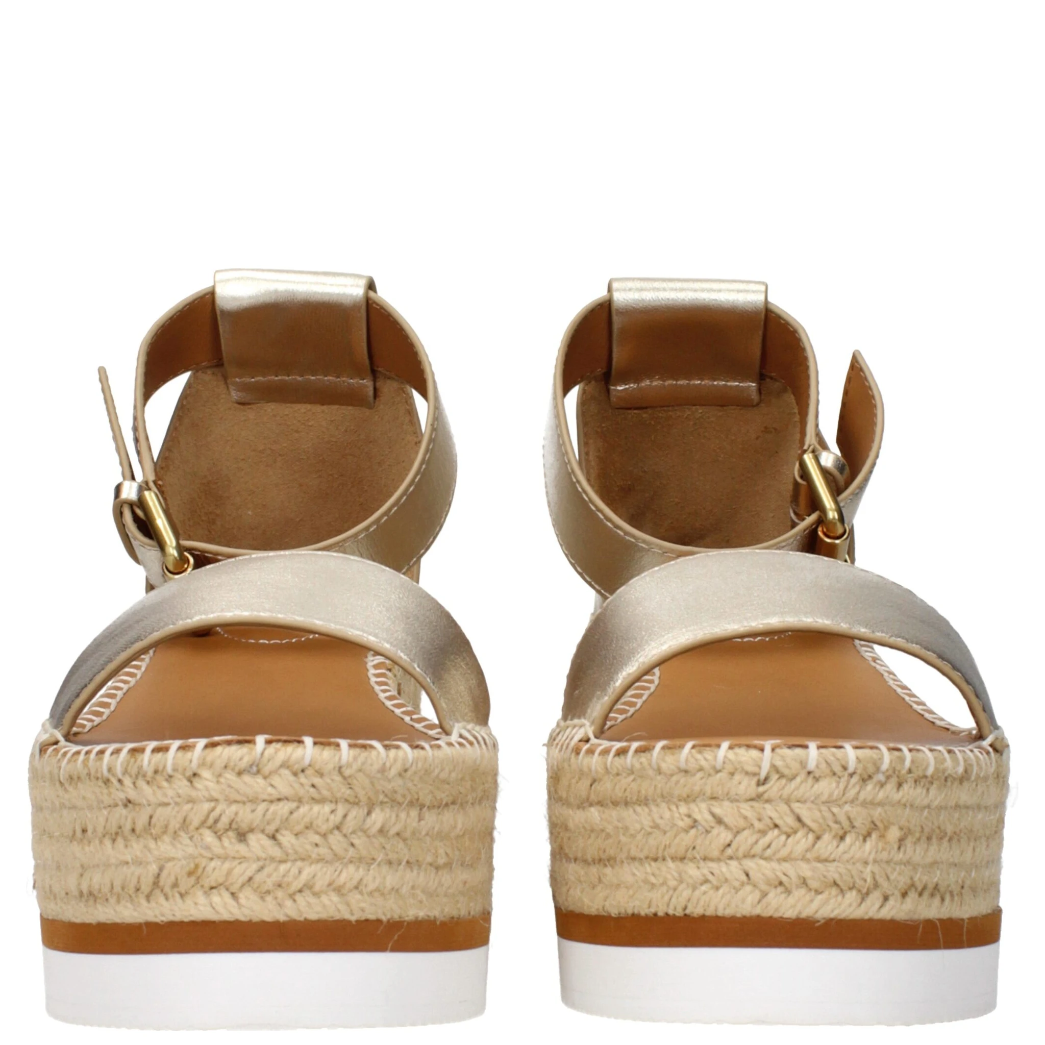 Gold Leather Wedge Sandals