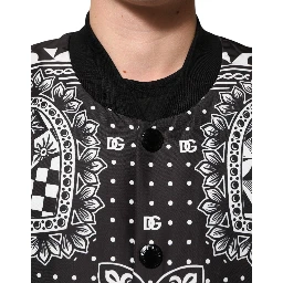 Black White Bandana Print Bomber Jacket