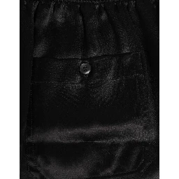 Black Silk Satin Elastic Men Boxer Short Swimwear