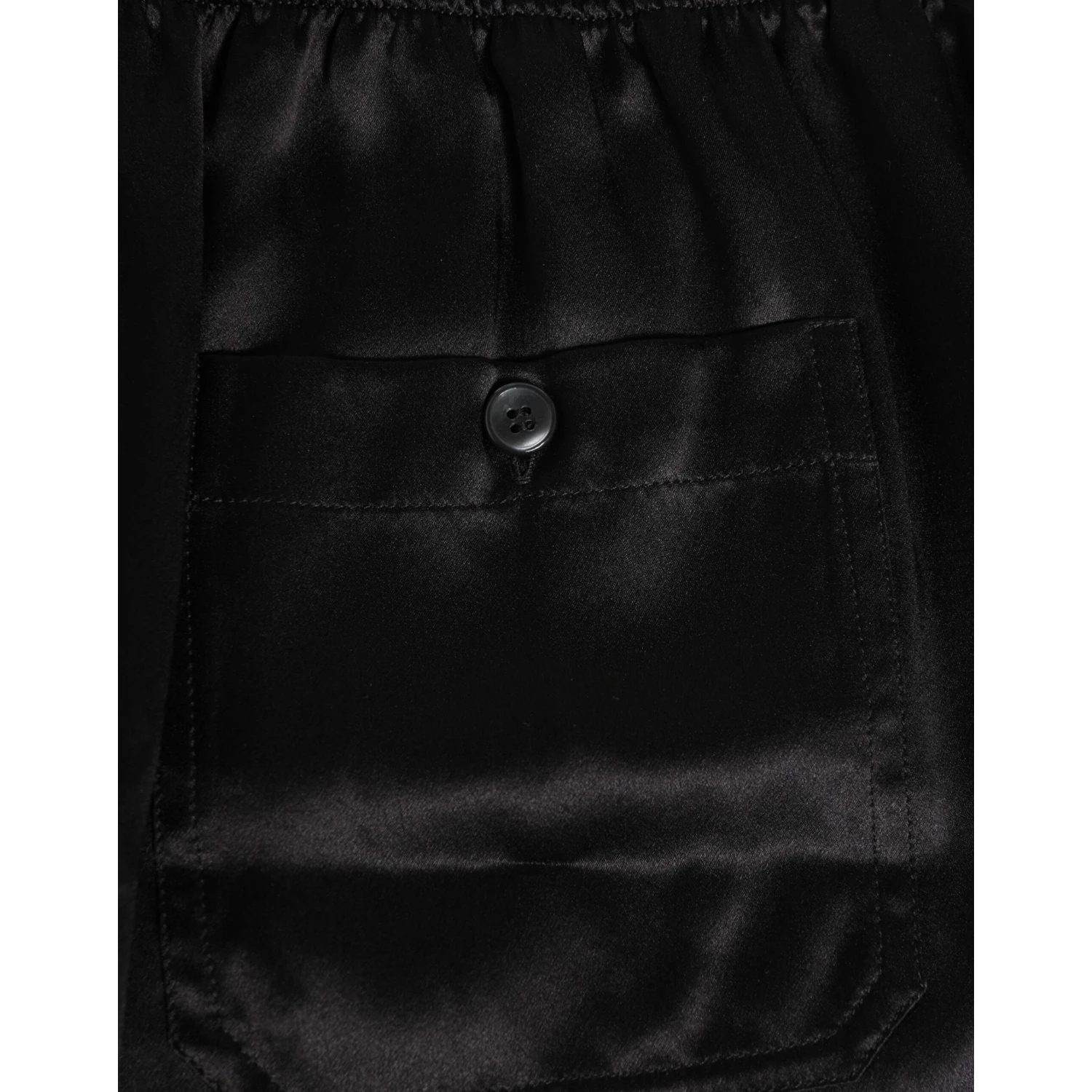 Black Silk Satin Elastic Men Boxer Short Swimwear