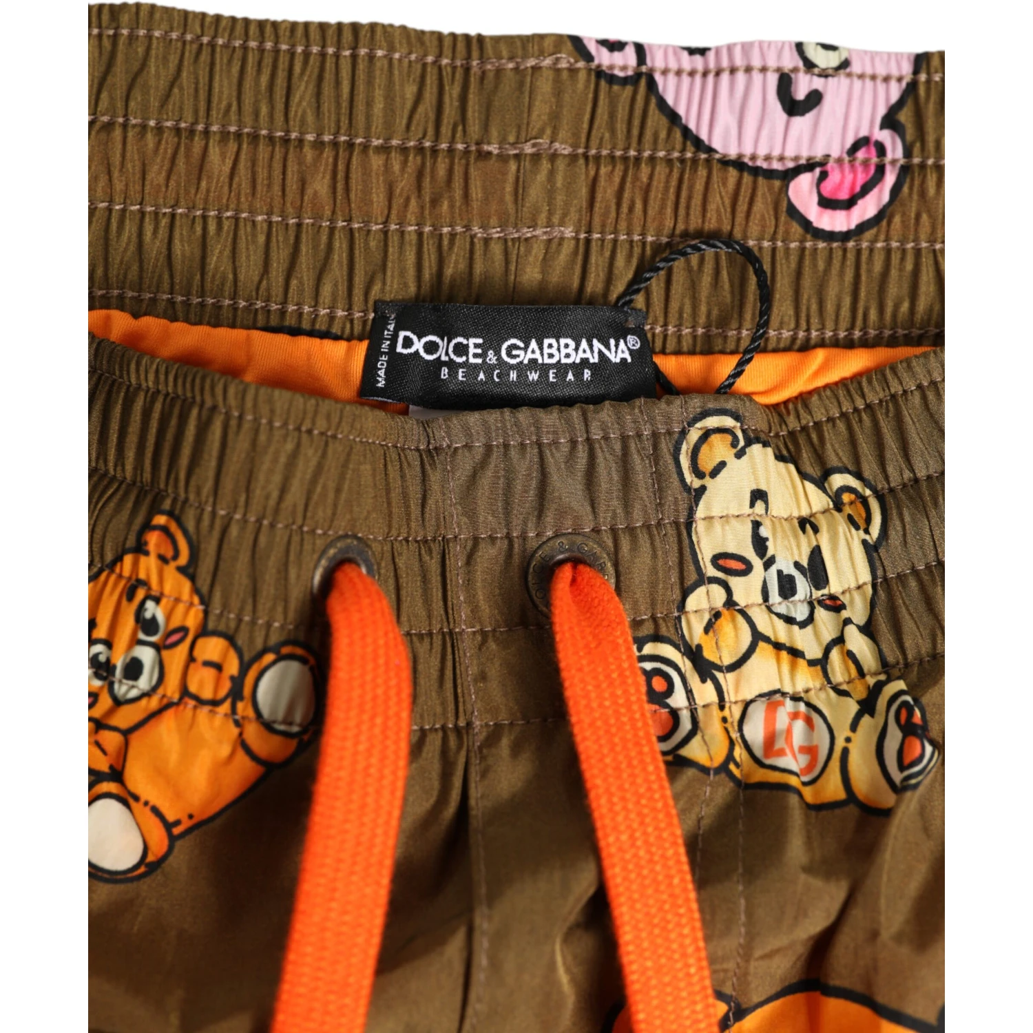 Brown Multicolor Teddy Bear Men Shorts Swimwear