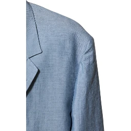 Light Blue Linen Double Breasted Men Jacket Blazer