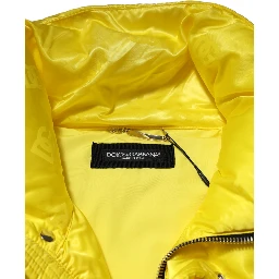 Yellow Nylon Logo Puffer Bomber Men Jacket